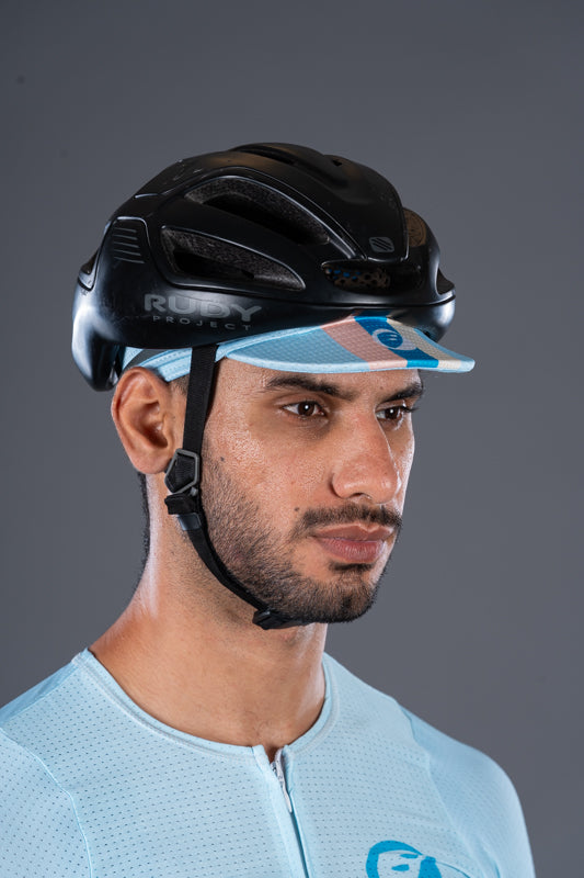 Man wearing cycling helmet on Hustle Unisex Cycling Cap