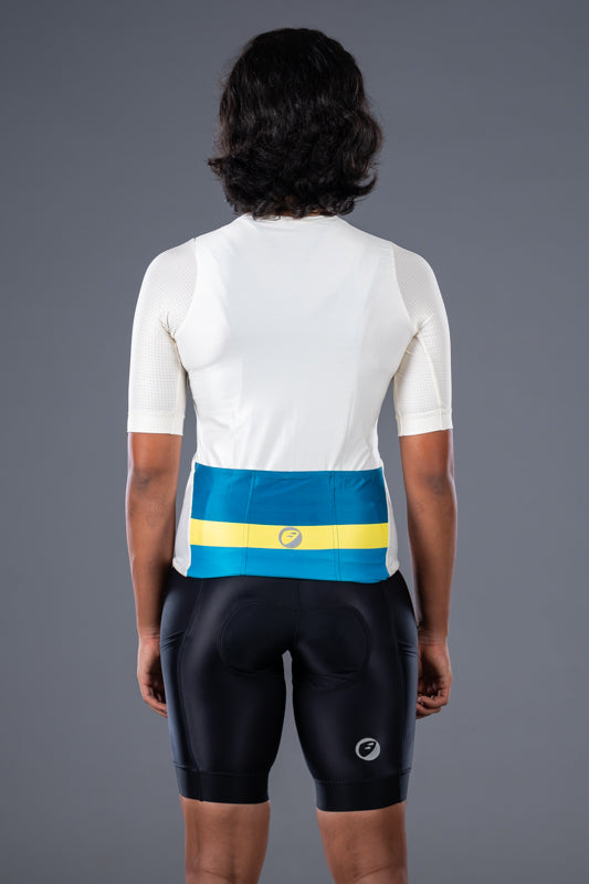 Women's Elite fit Ivory Cycling Jersey backside view