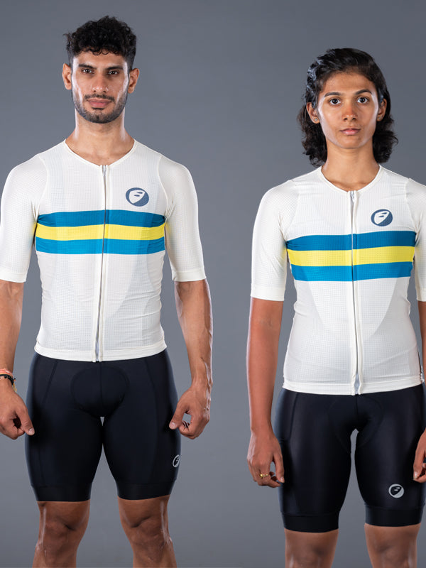  Men's and Women's Elite fit Ivory Cycling Jersey