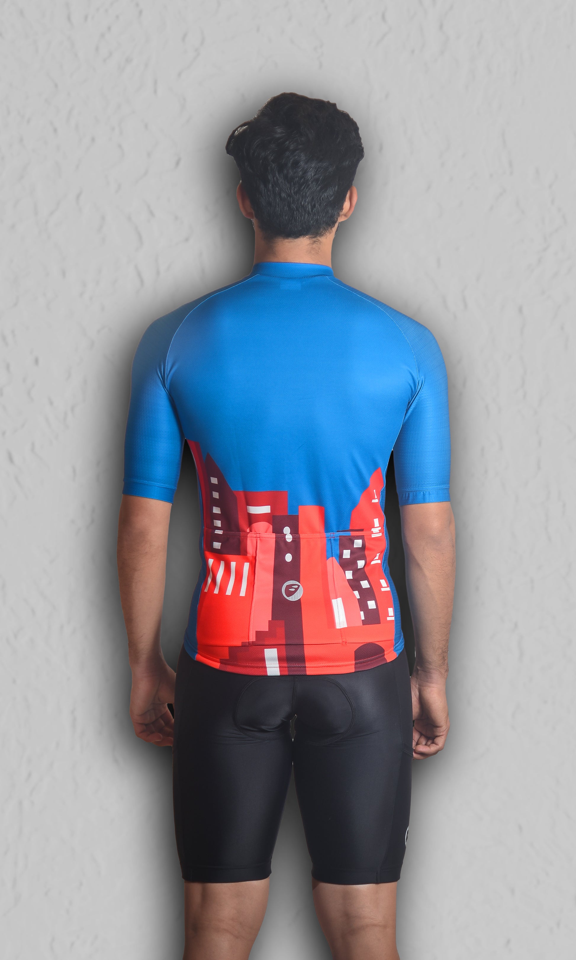 Men's Snug-fit Chase Cityscape Cycling Jersey - Back view